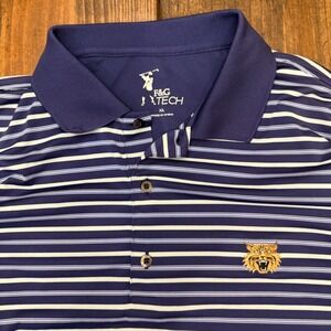 F&G Tech Golf Polo Shirt Mens XL Striped Wildcat Embroidered‎ Logo, performance